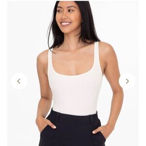 NEW Mono B White Ribbed Tank Top Bodysuit Size S